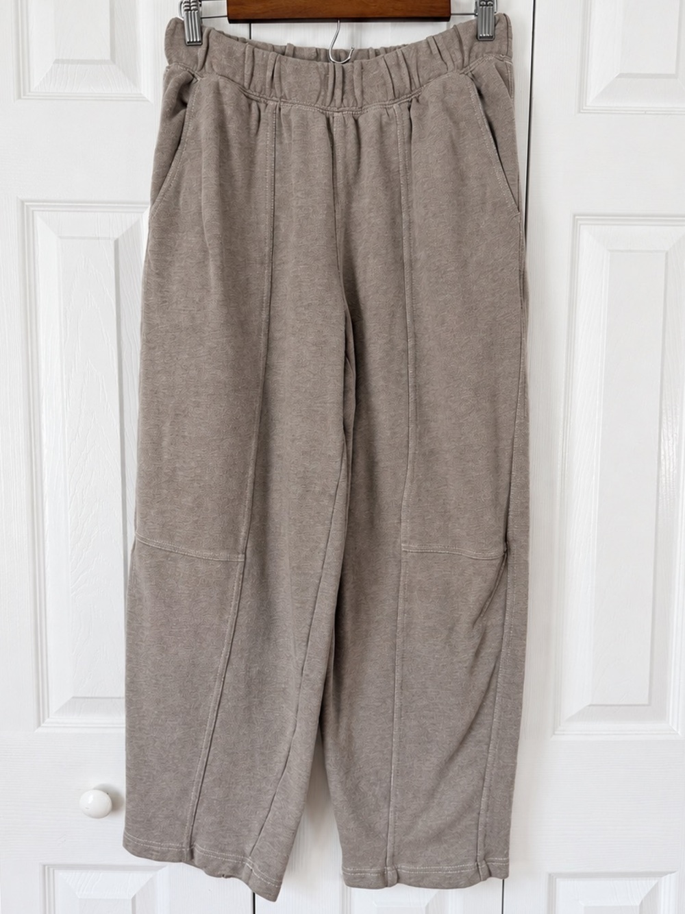 Aerie Taupe Barrel Leg Rib Panel Sweatpants Size S Regular